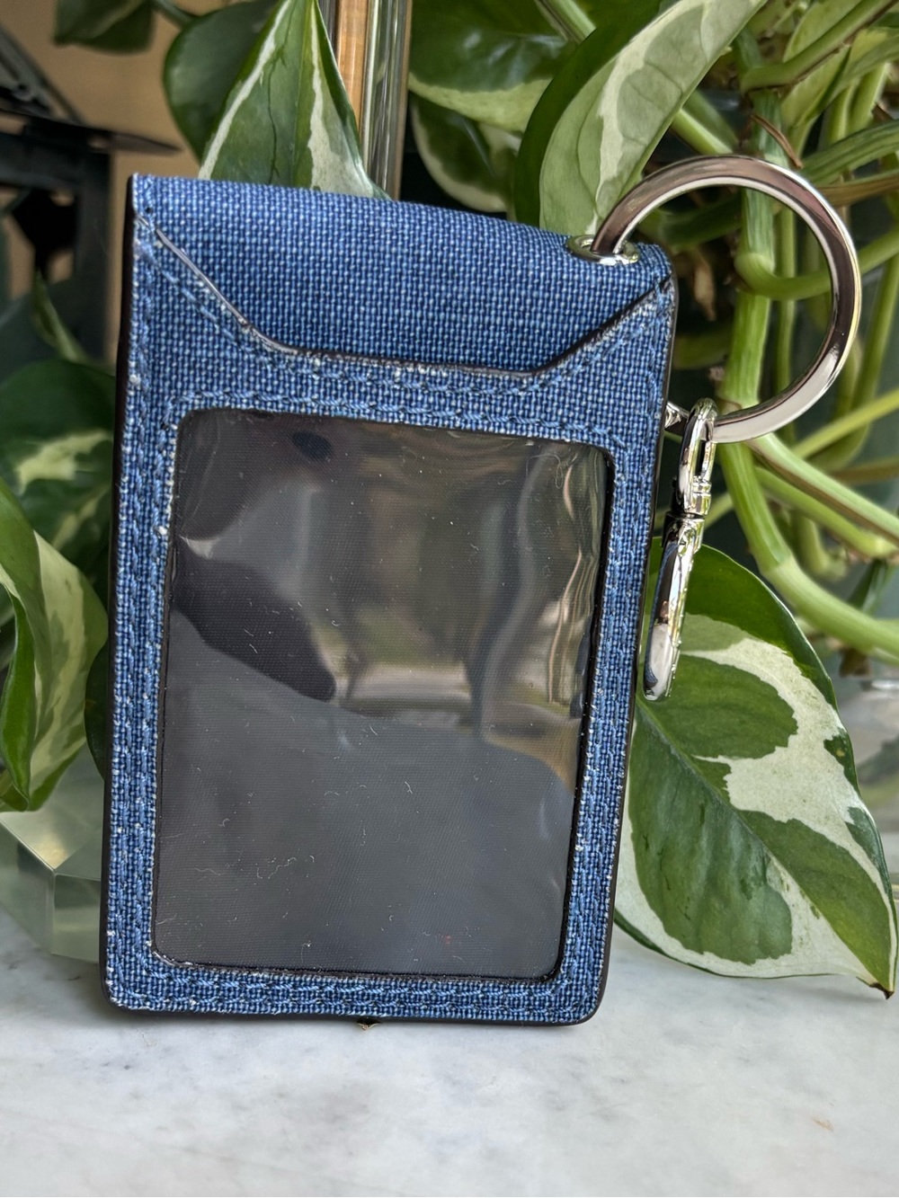 henri bendel Denim Blue Card Holder and Keyring/Bag Charm with Silver Accent - Picture 2 of 5